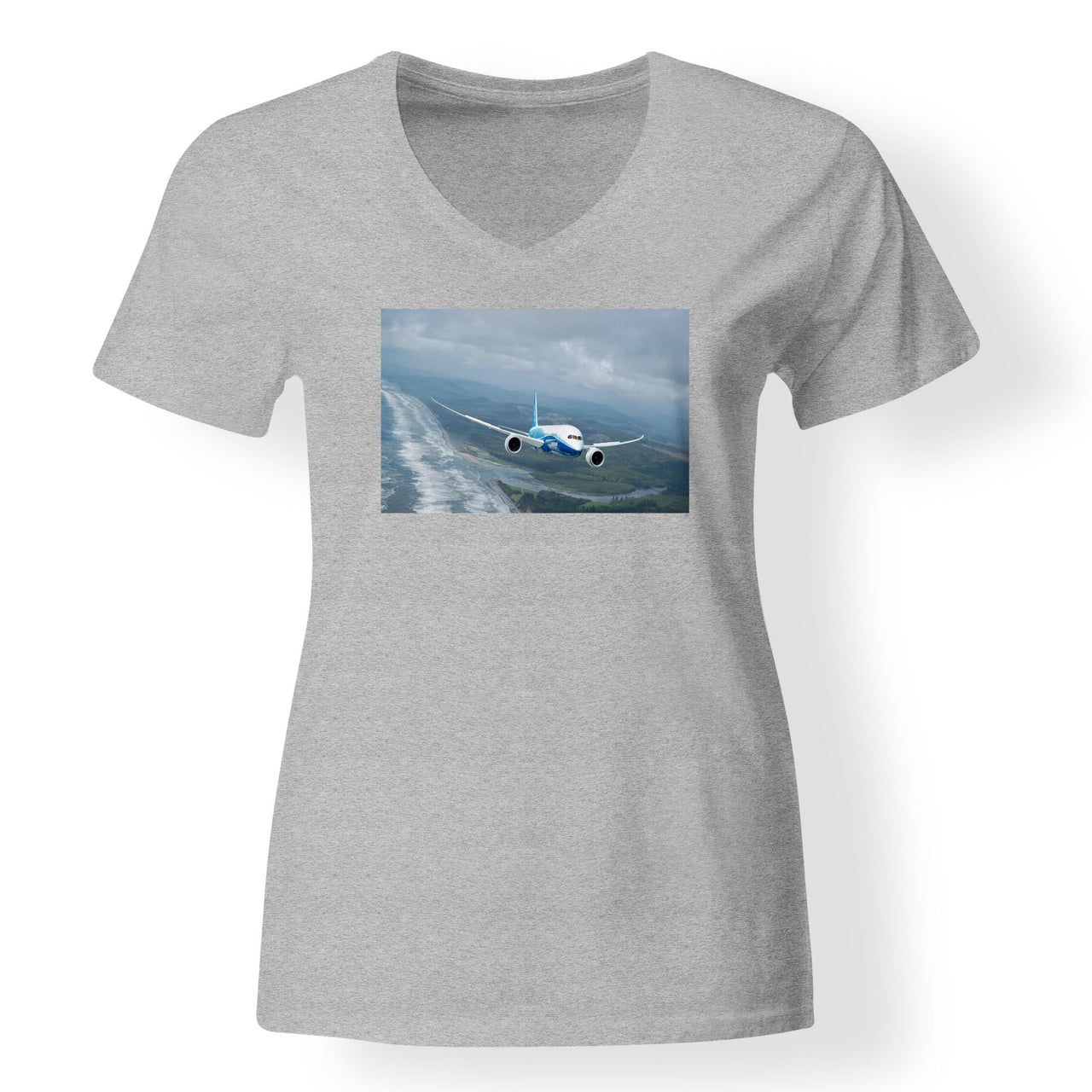 Cruising Boeing 787 Designed V-Neck T-Shirts