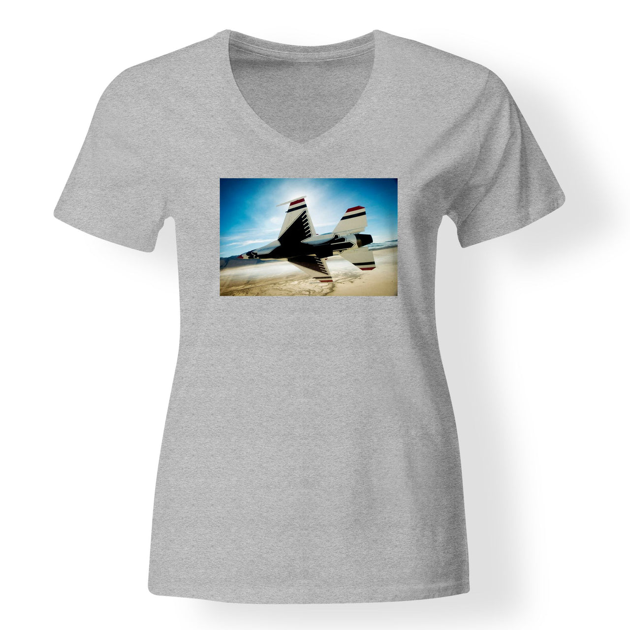 Turning Right Fighter Jet 16 Designed V-Neck T-Shirts