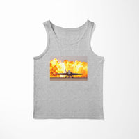 Thumbnail for Face to Face with Air Force Jet & Flames Designed Tank Tops