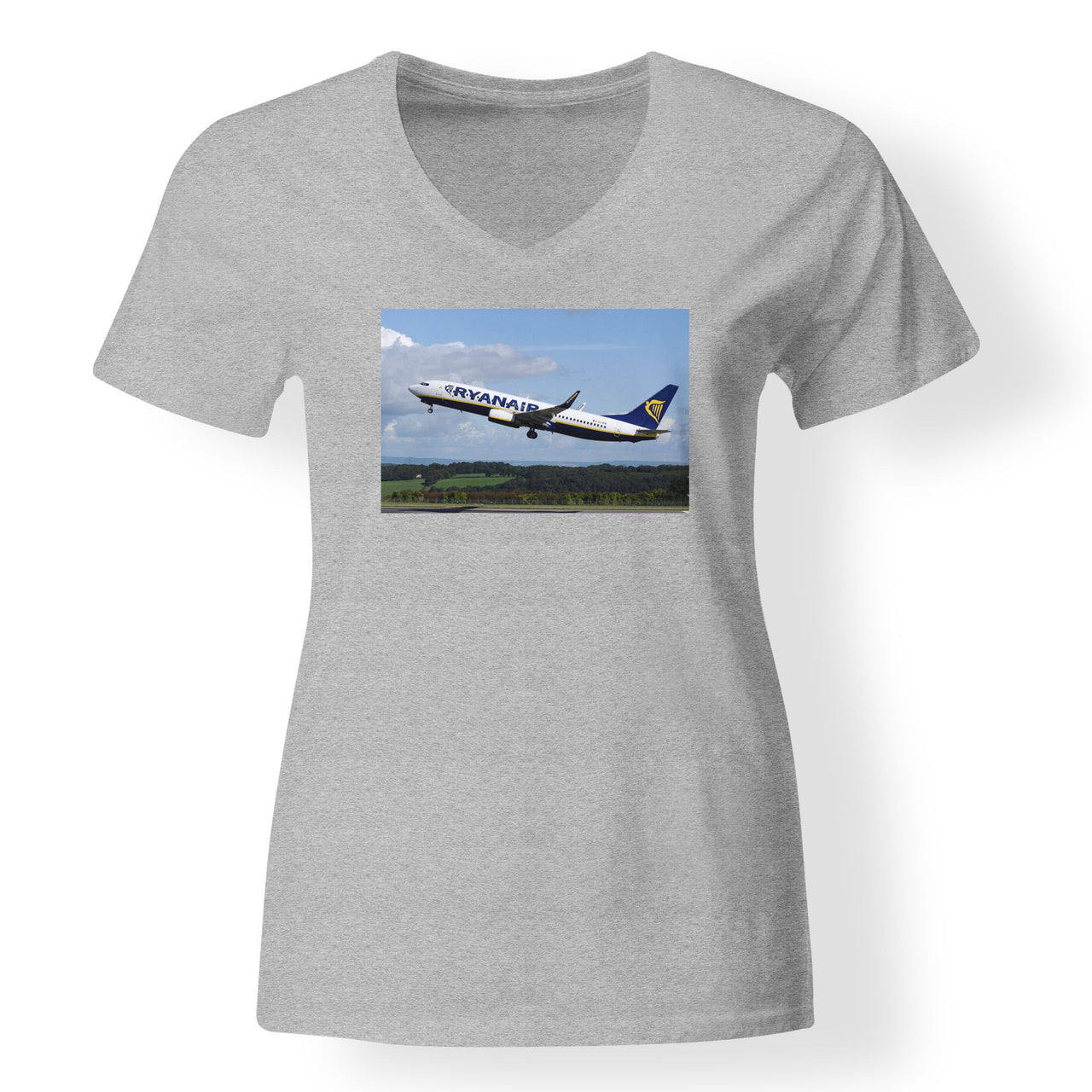Departing Ryanair's Boeing 737 Designed V-Neck T-Shirts