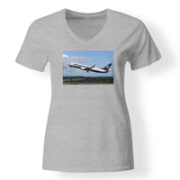 Thumbnail for Departing Ryanair's Boeing 737 Designed V-Neck T-Shirts