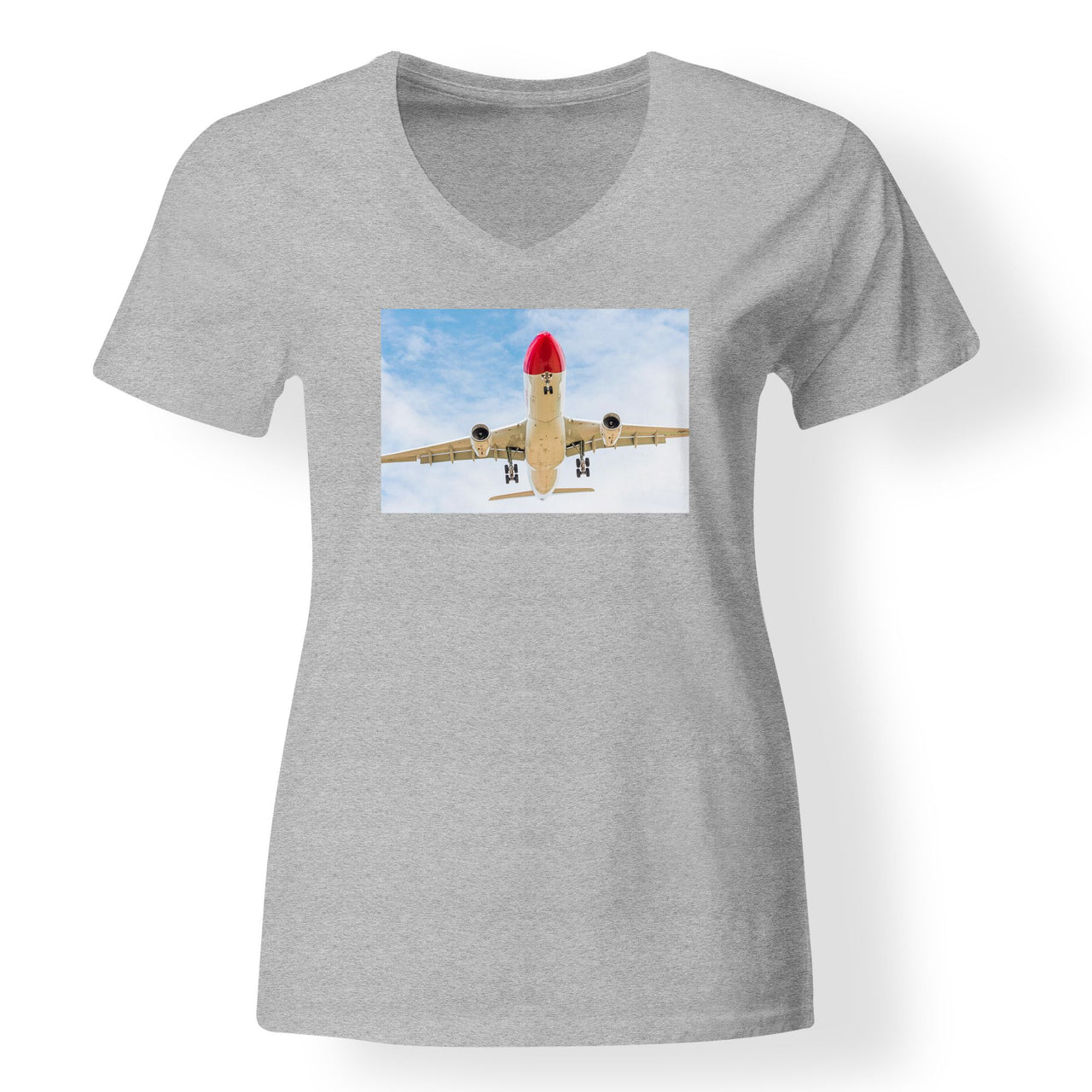 Beautiful Airbus A330 on Approach Designed V-Neck T-Shirts