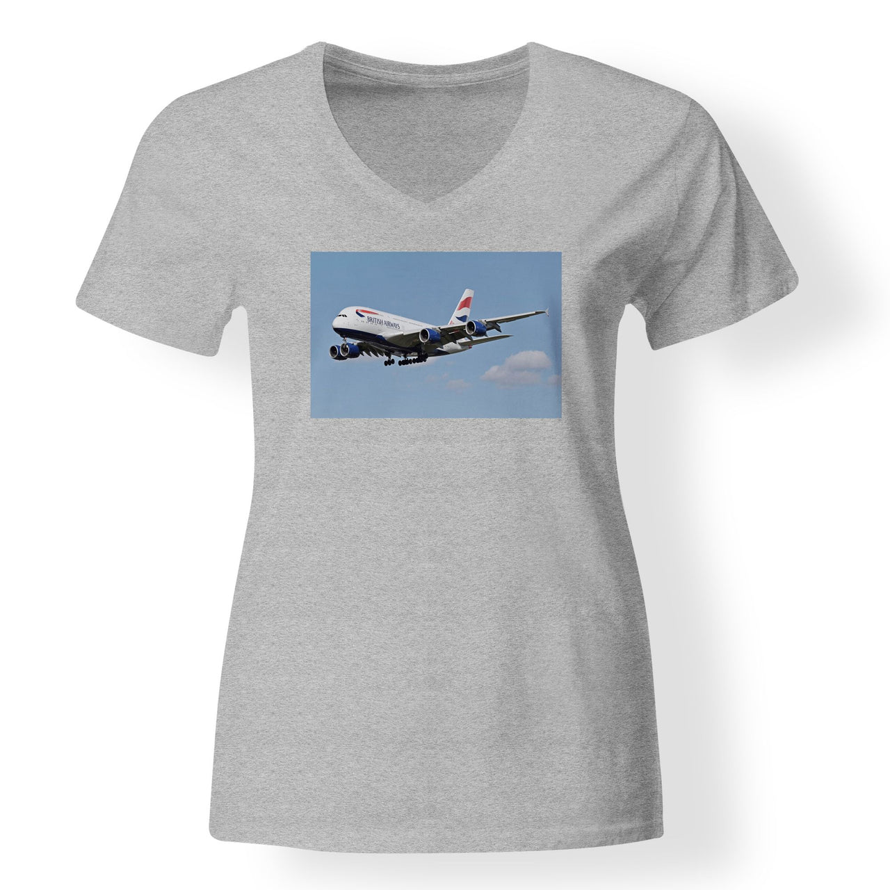 Landing British Airways A380 Designed V-Neck T-Shirts