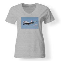 Thumbnail for Landing British Airways A380 Designed V-Neck T-Shirts