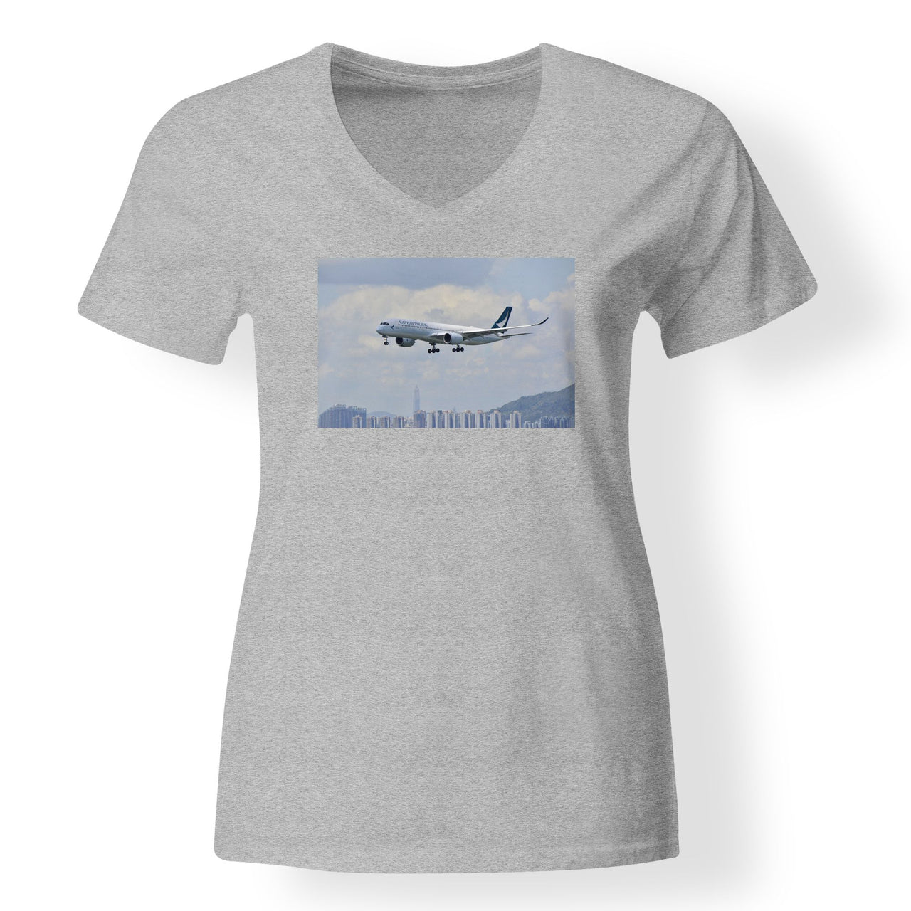 Cathay Pacific Airbus A350 Designed V-Neck T-Shirts