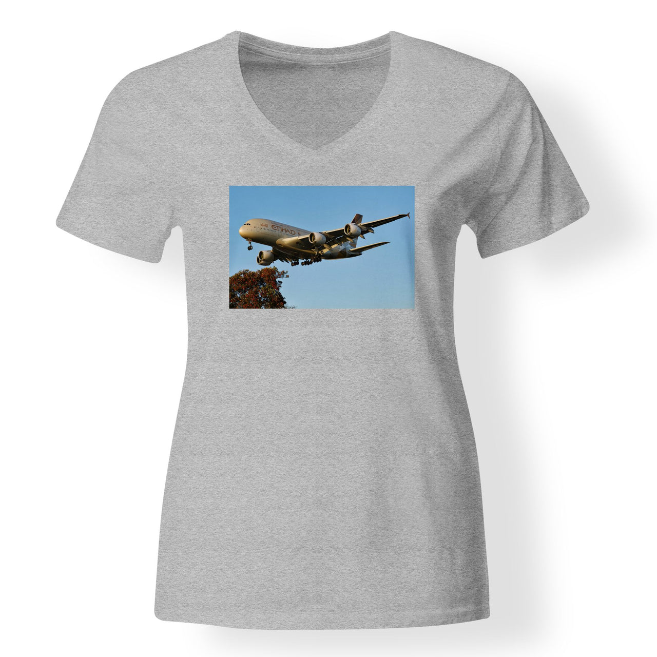 Etihad Airways A380 Designed V-Neck T-Shirts
