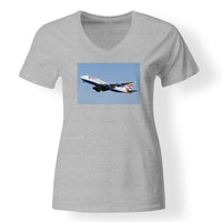 Thumbnail for Departing British Airways Boeing 747 Designed V-Neck T-Shirts