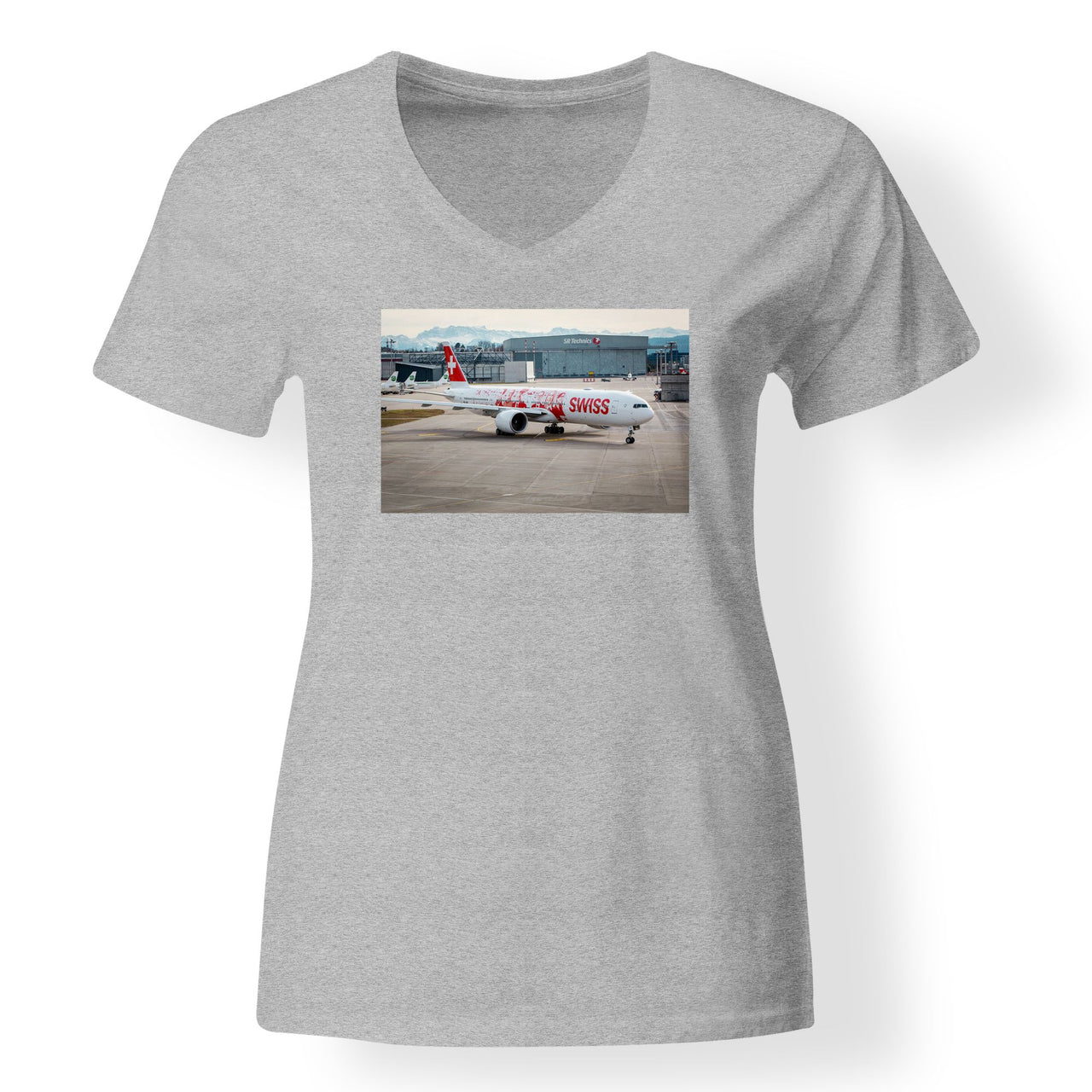 Boeing 777 Swiss Foto Designed V-Neck T-Shirts