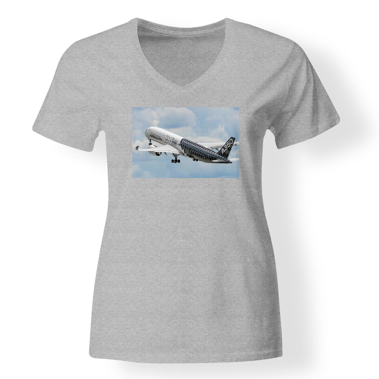 Departing Airbus A350 (Original Livery) Designed V-Neck T-Shirts