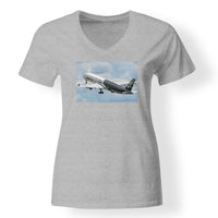Thumbnail for Departing Airbus A350 (Original Livery) Designed V-Neck T-Shirts