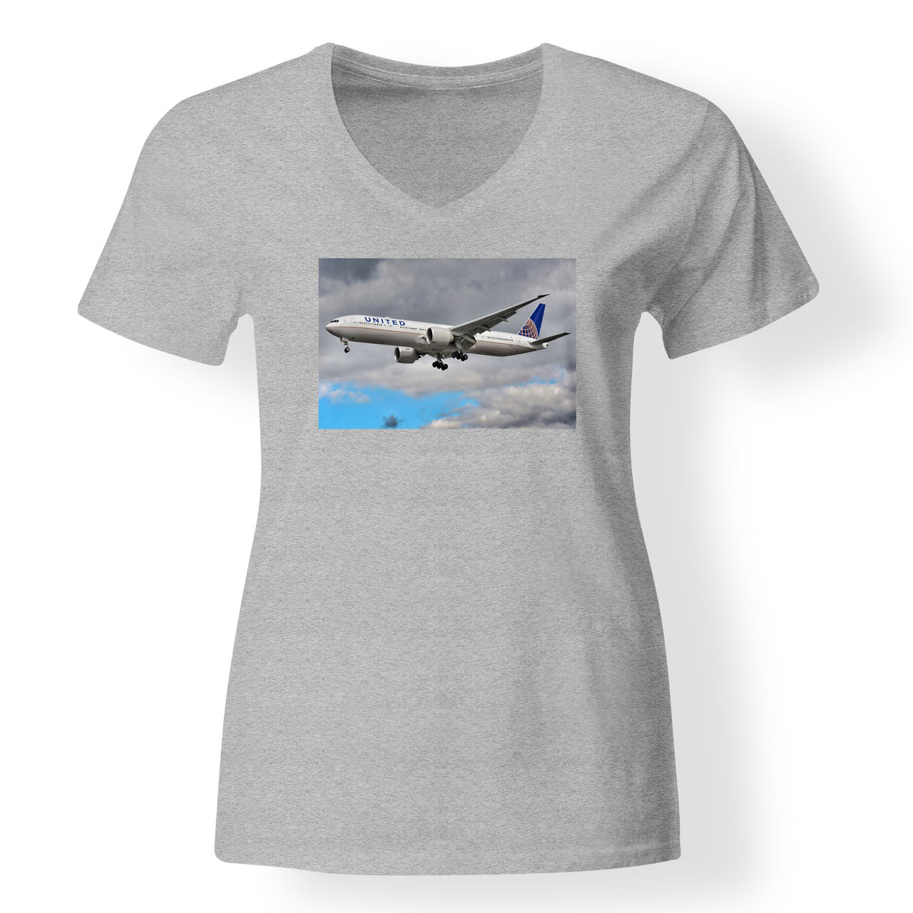 United Airways Boeing 777 Designed V-Neck T-Shirts