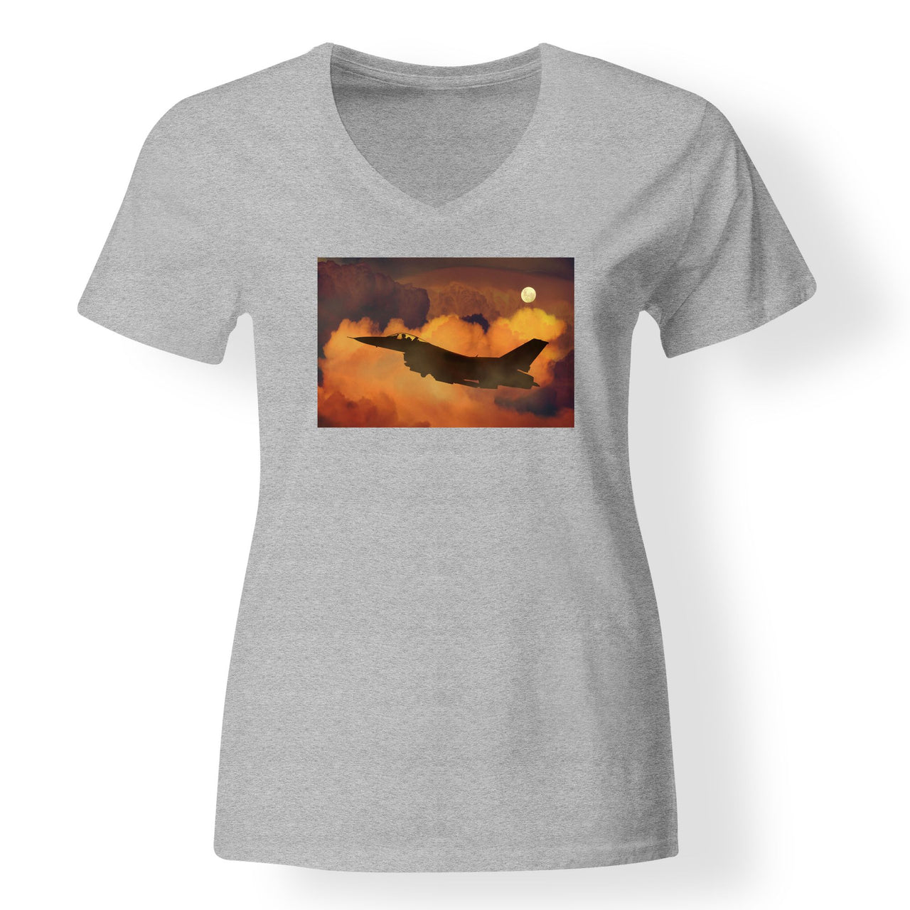 Departing Fighter Jet 16 Designed V-Neck T-Shirts
