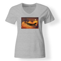 Thumbnail for Departing Fighter Jet 16 Designed V-Neck T-Shirts
