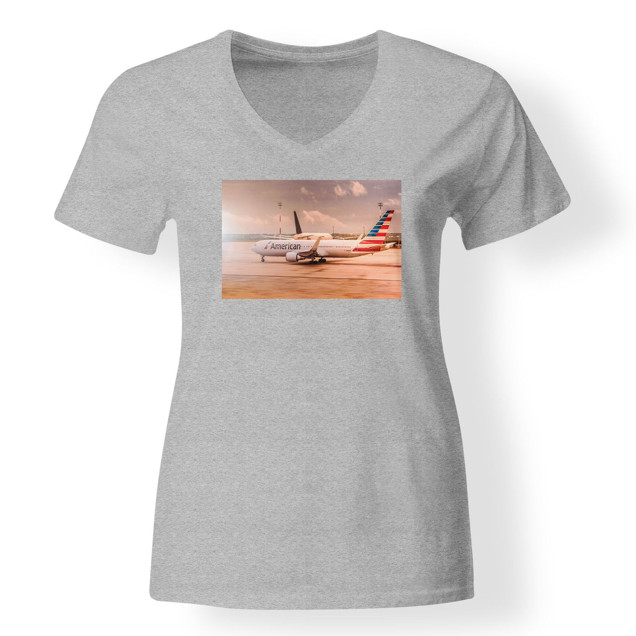 American Airlines Boeing 767 Designed V-Neck T-Shirts