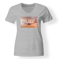 Thumbnail for American Airlines Boeing 767 Designed V-Neck T-Shirts