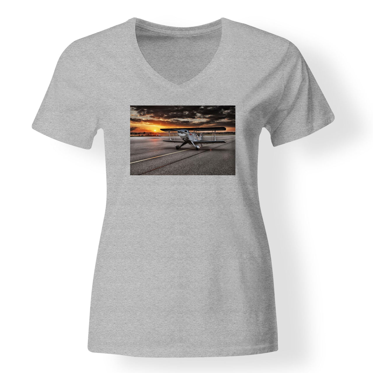 Beautiful Show Airplane Designed V-Neck T-Shirts