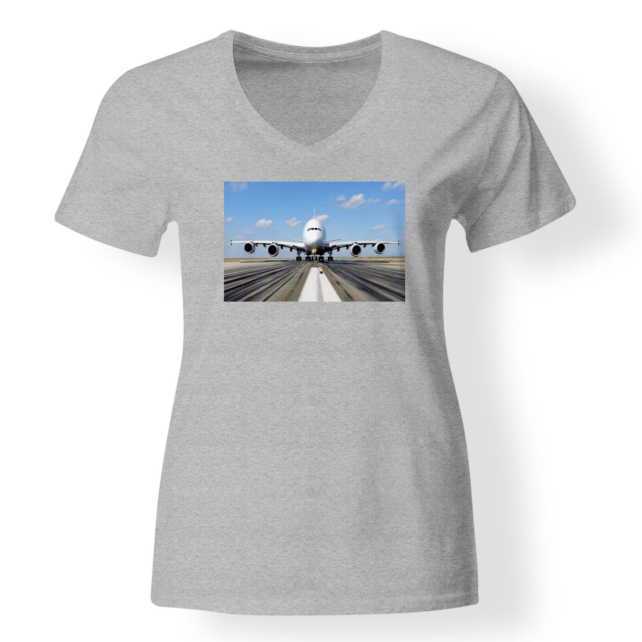 Mighty Airbus A380 Designed V-Neck T-Shirts