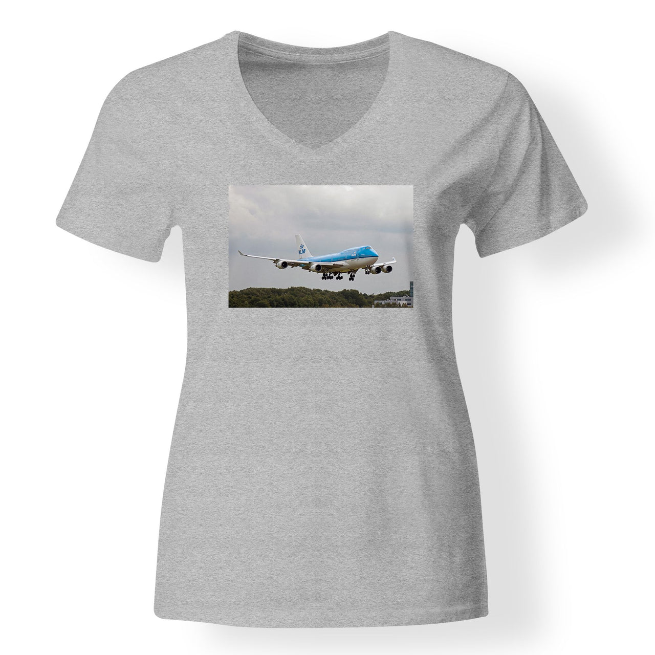 Landing KLM's Boeing 747 Designed V-Neck T-Shirts