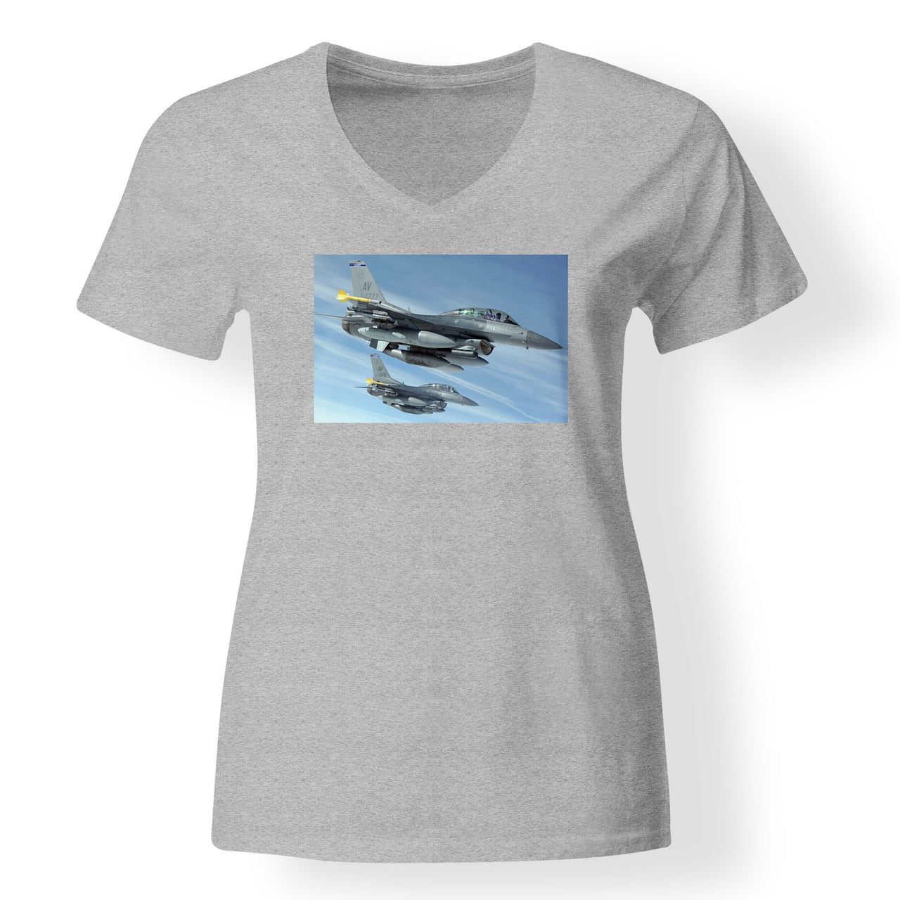 Two Fighting Falcon Designed V-Neck T-Shirts