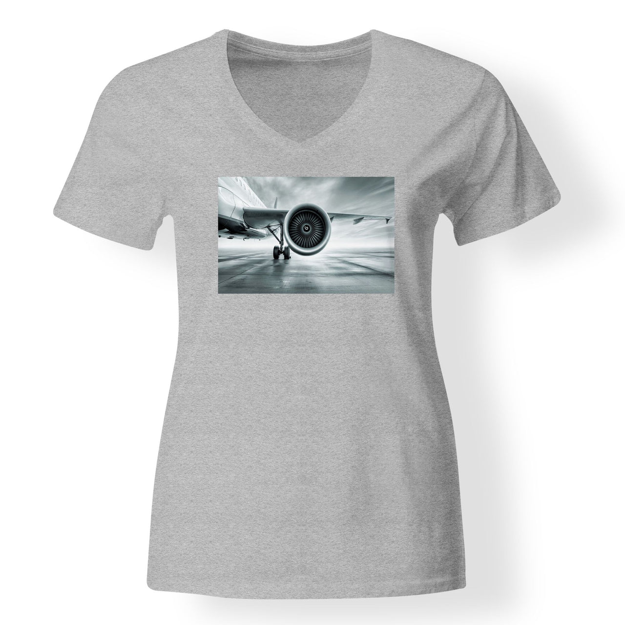 Super Cool Airliner Jet Engine Designed V-Neck T-Shirts