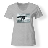 Thumbnail for Super Cool Airliner Jet Engine Designed V-Neck T-Shirts