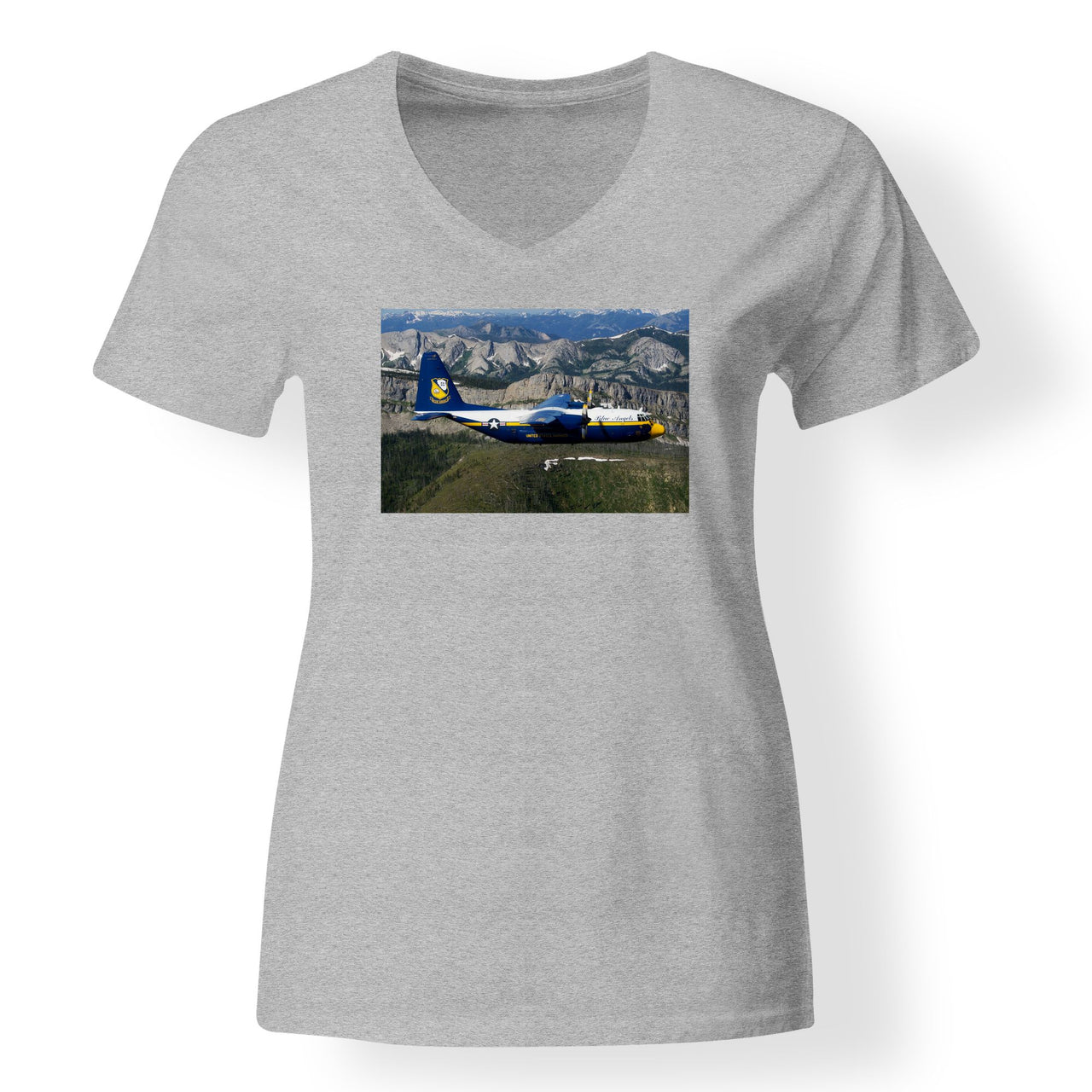 Amazing View with Blue Angels Aircraft Designed V-Neck T-Shirts