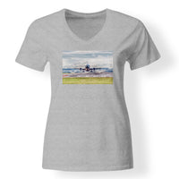 Thumbnail for Departing Boeing 737 Designed V-Neck T-Shirts