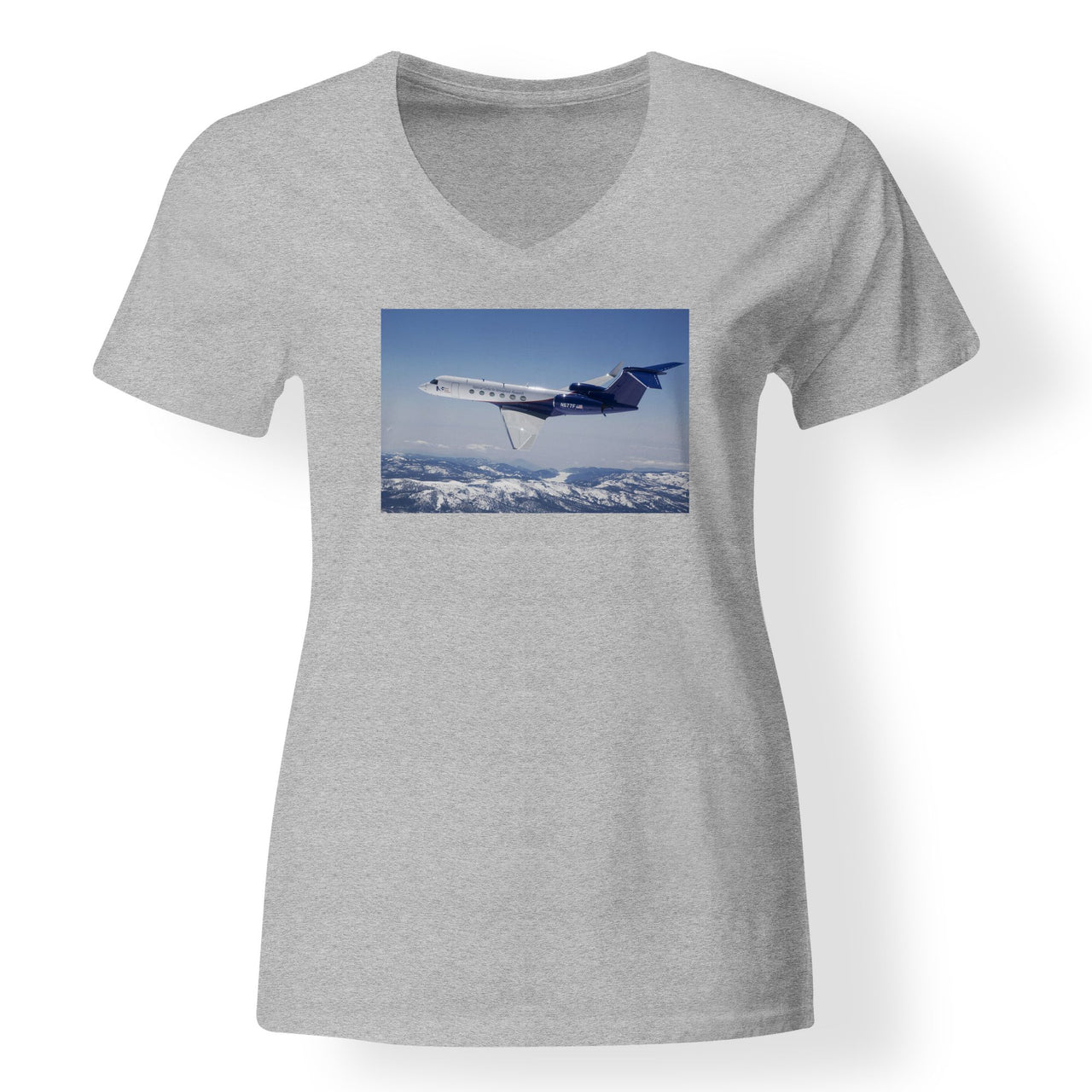 Cruising Gulfstream Jet Designed V-Neck T-Shirts