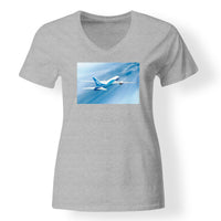 Thumbnail for Beautiful Painting of Boeing 787 Dreamliner Designed V-Neck T-Shirts