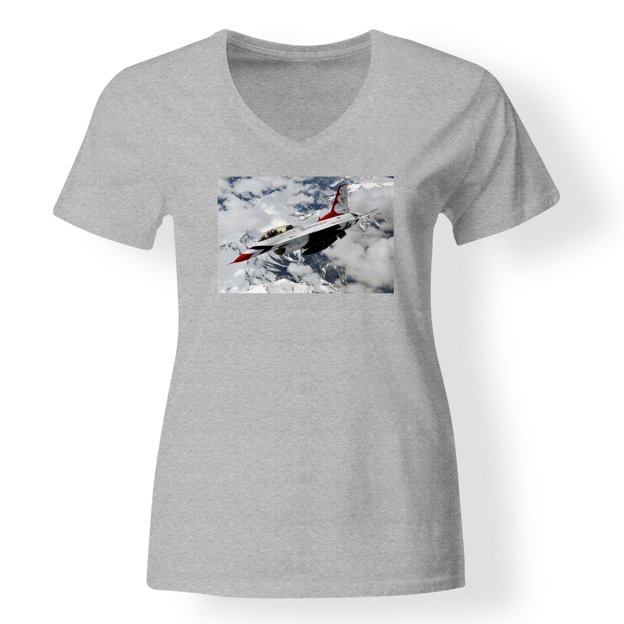 US Air Force Show Fighter Jet 16 Designed V-Neck T-Shirts