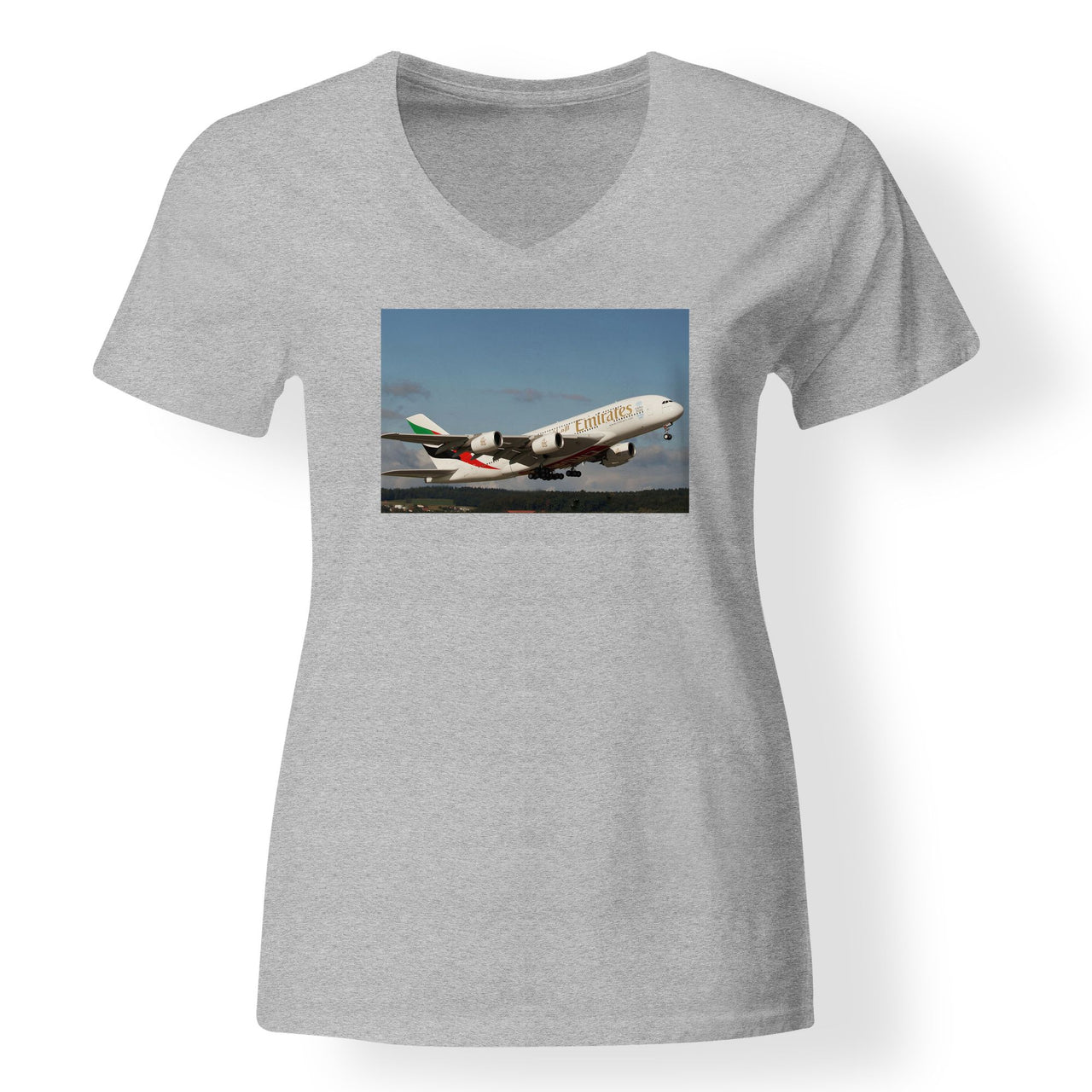 Departing Emirates A380 Designed V-Neck T-Shirts