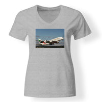Thumbnail for Departing Emirates A380 Designed V-Neck T-Shirts