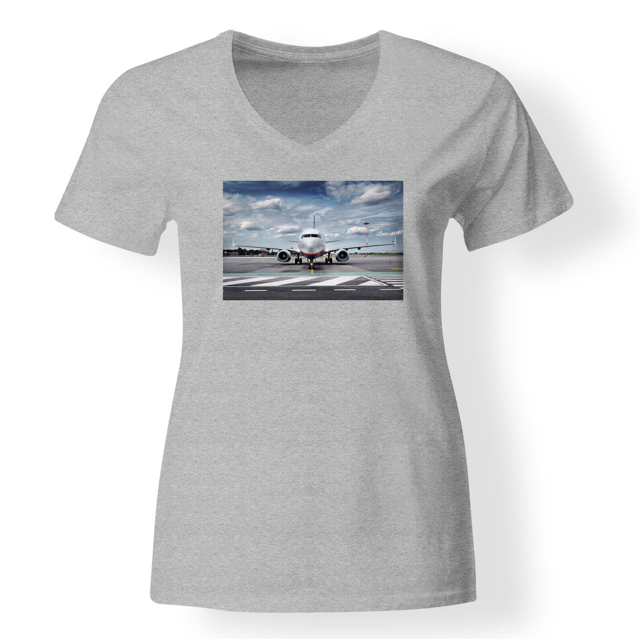 Amazing Clouds and Boeing 737 NG Designed V-Neck T-Shirts