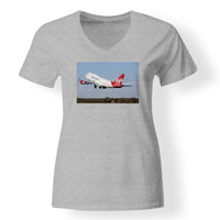 Thumbnail for Virgin Atlantic Boeing 747 Designed V-Neck T-Shirts
