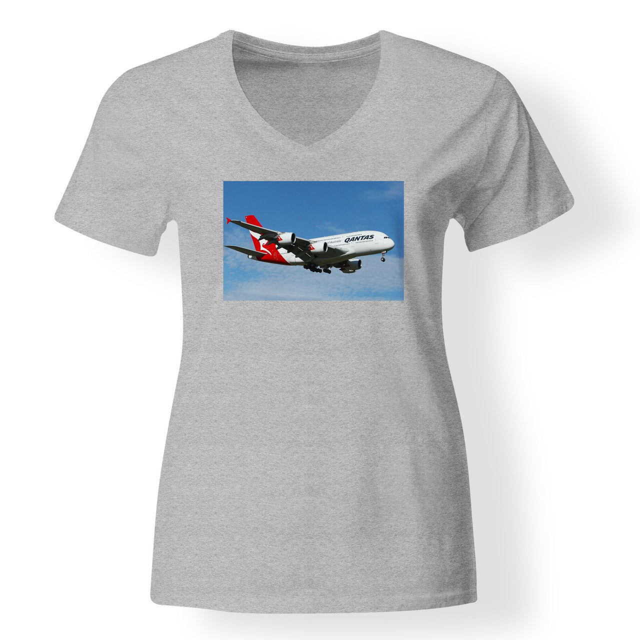 Landing Qantas A380 Designed V-Neck T-Shirts