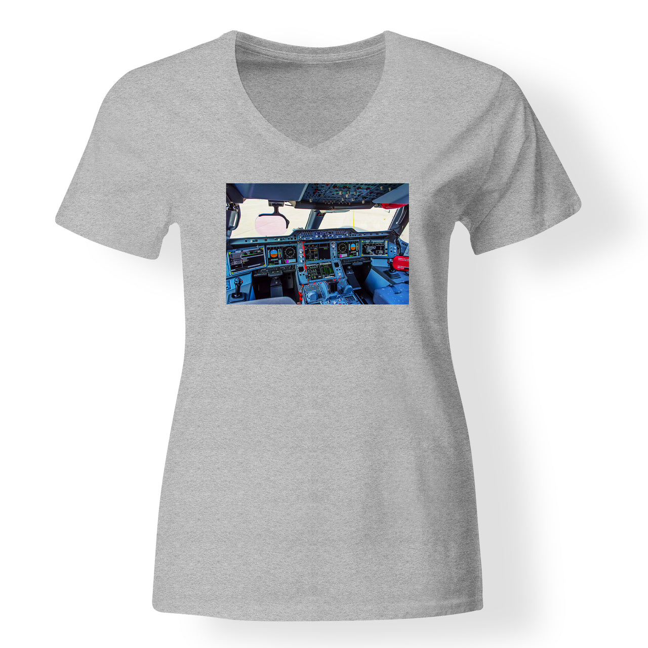 Airbus A350 Cockpit Designed V-Neck T-Shirts