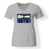 Thumbnail for Airbus A350 Cockpit Designed V-Neck T-Shirts