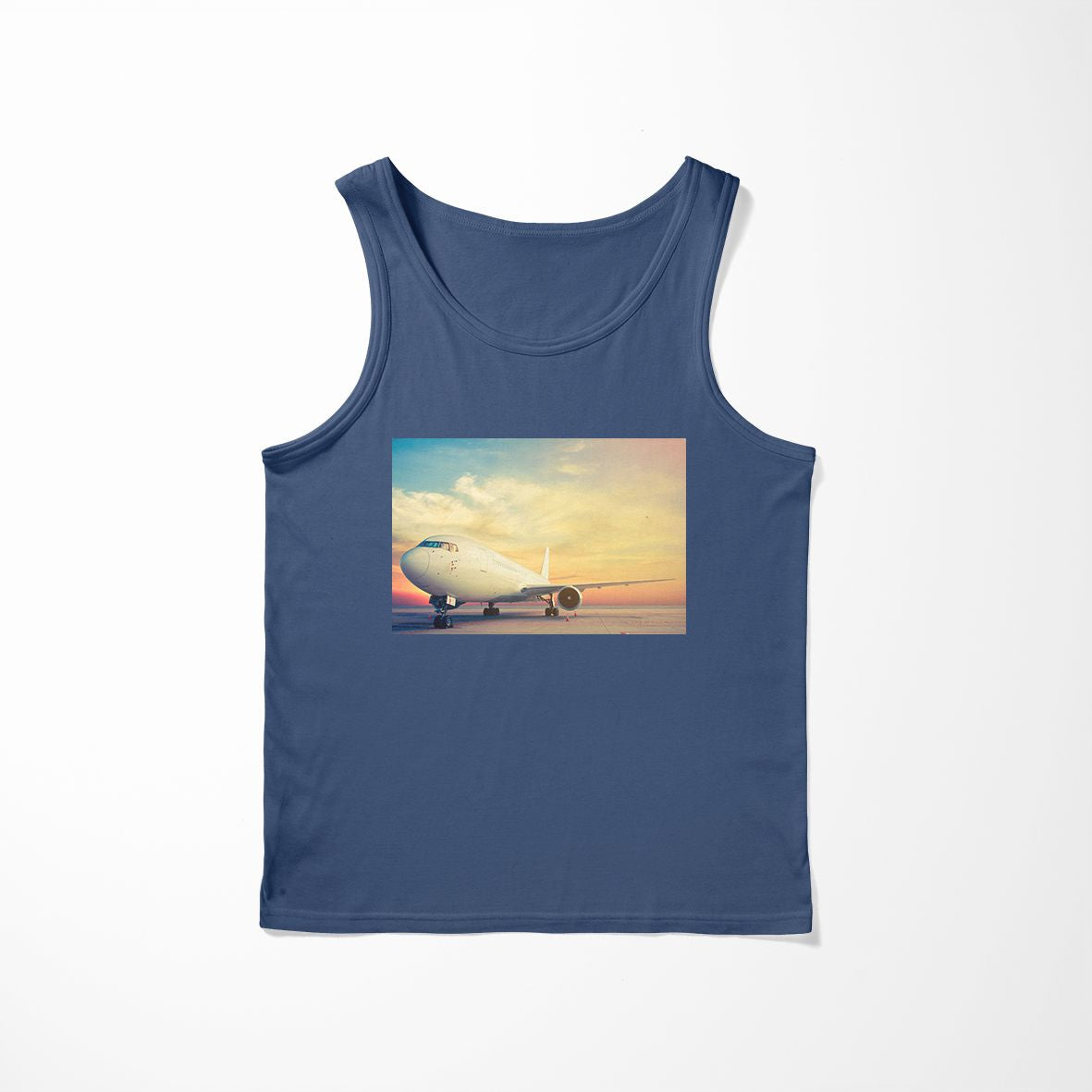 Parked Aircraft During Sunset Designed Tank Tops