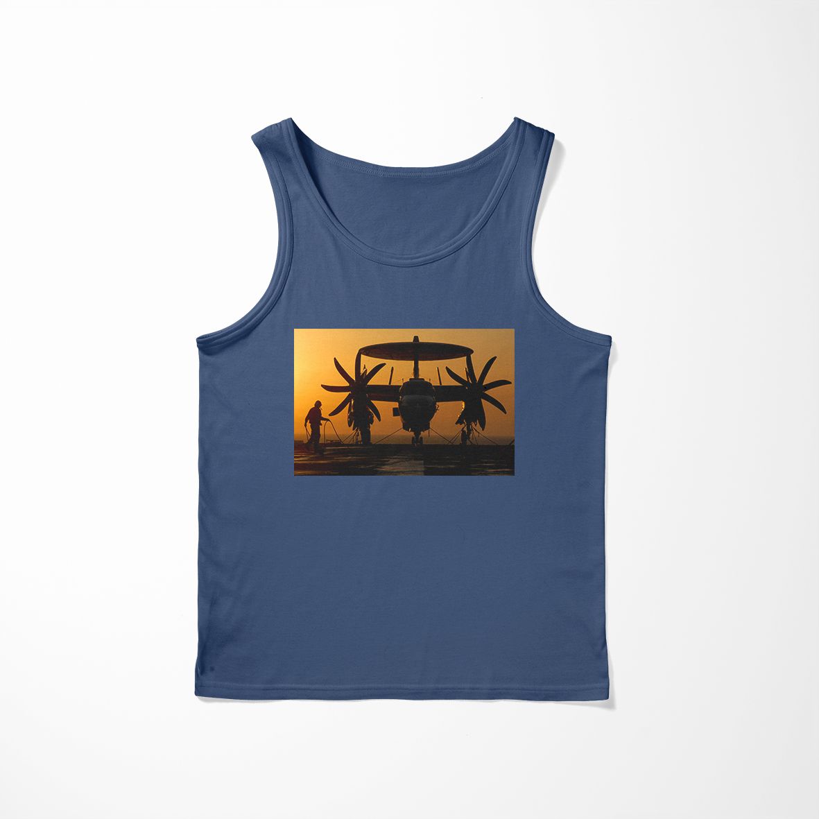 Military Plane at Sunset Designed Tank Tops