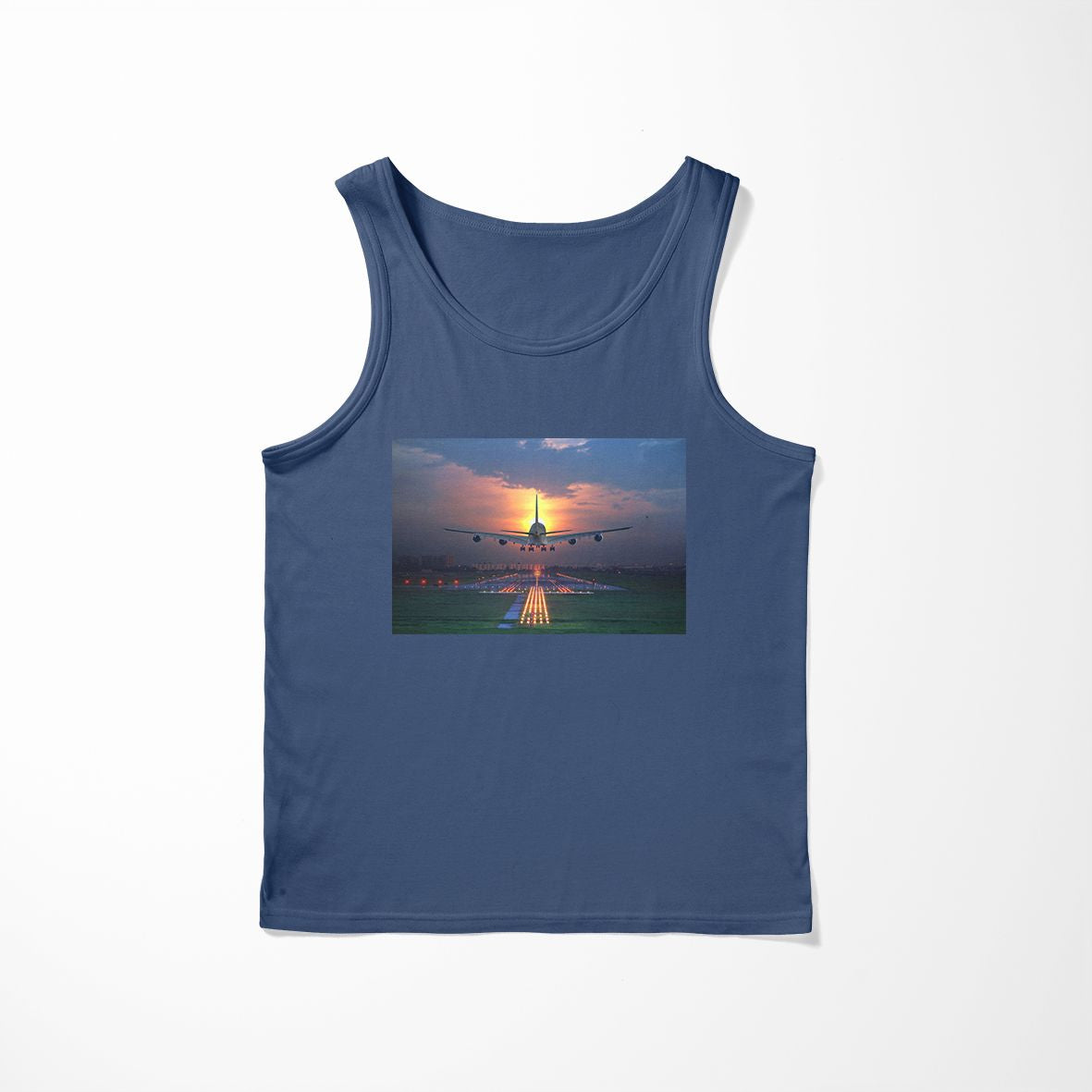 Super Airbus A380 Landing During Sunset Designed Tank Tops