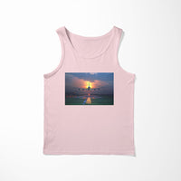 Thumbnail for Super Airbus A380 Landing During Sunset Designed Tank Tops
