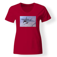 Thumbnail for Fighter Jet 35 Captured in the Air Designed V-Neck T-Shirts