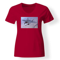 Thumbnail for Fighting Falcon F35 Captured in the Air Designed V-Neck T-Shirts