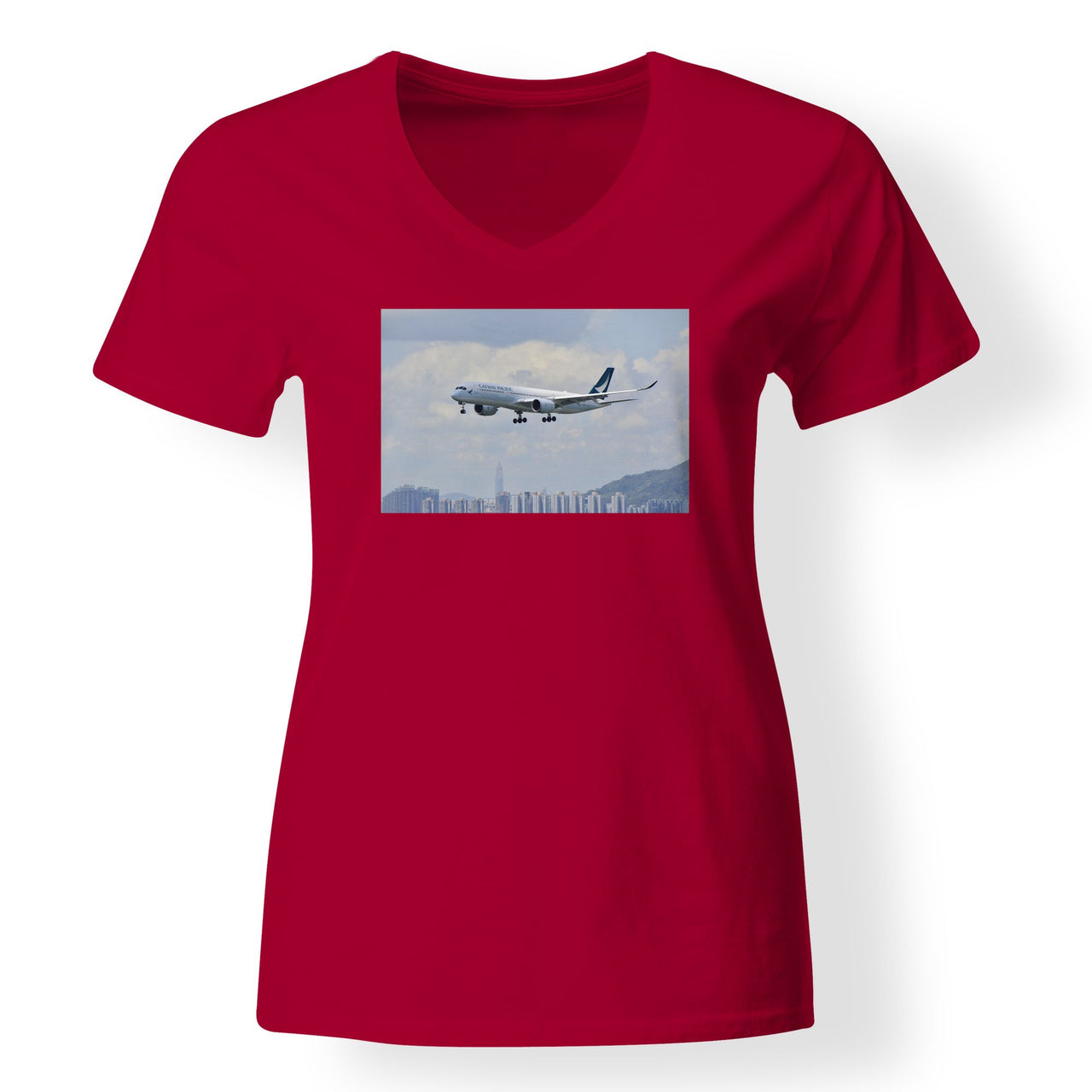 Cathay Pacific Airbus A350 Designed V-Neck T-Shirts