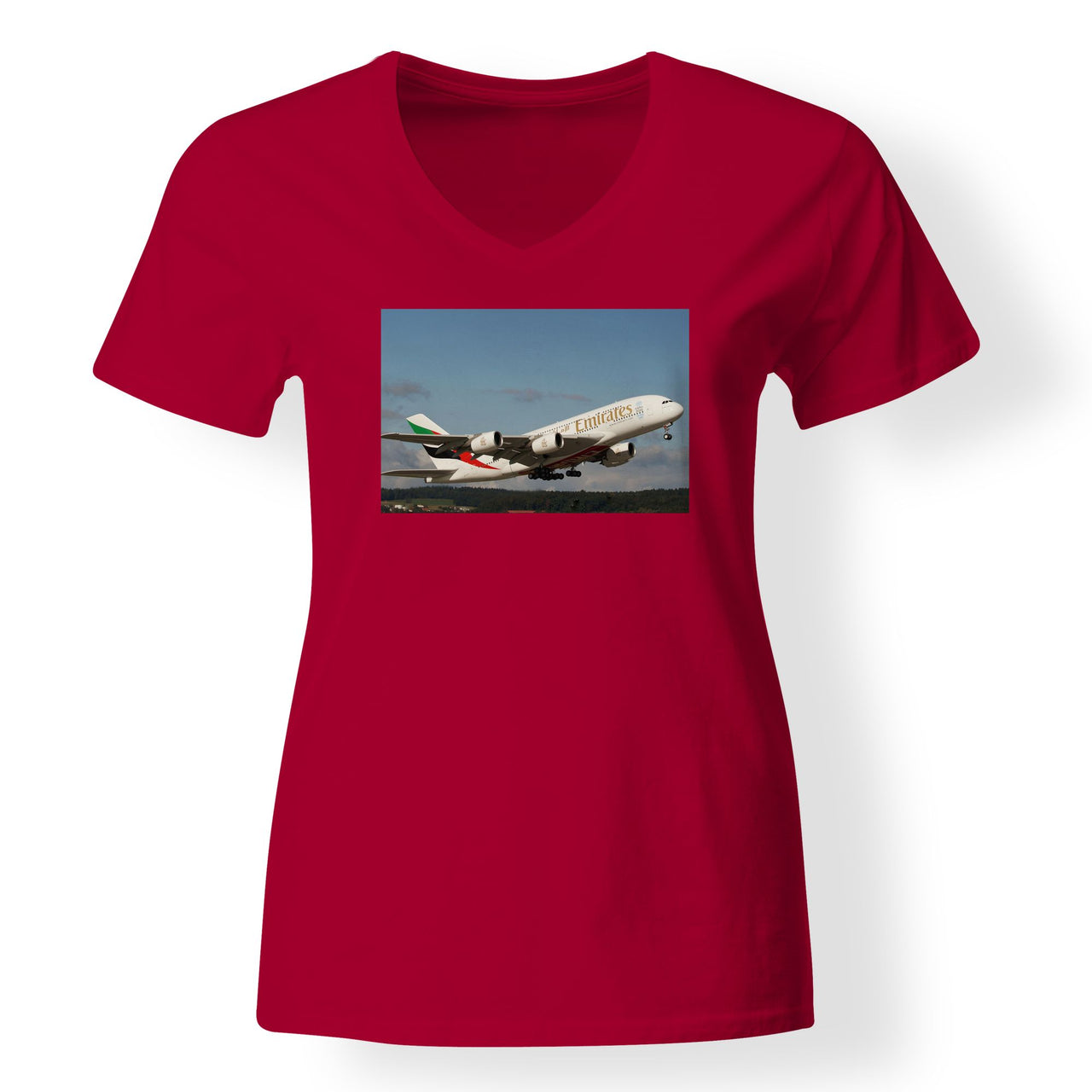 Departing Emirates A380 Designed V-Neck T-Shirts