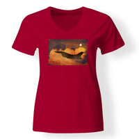 Thumbnail for Departing Fighter Jet 16 Designed V-Neck T-Shirts