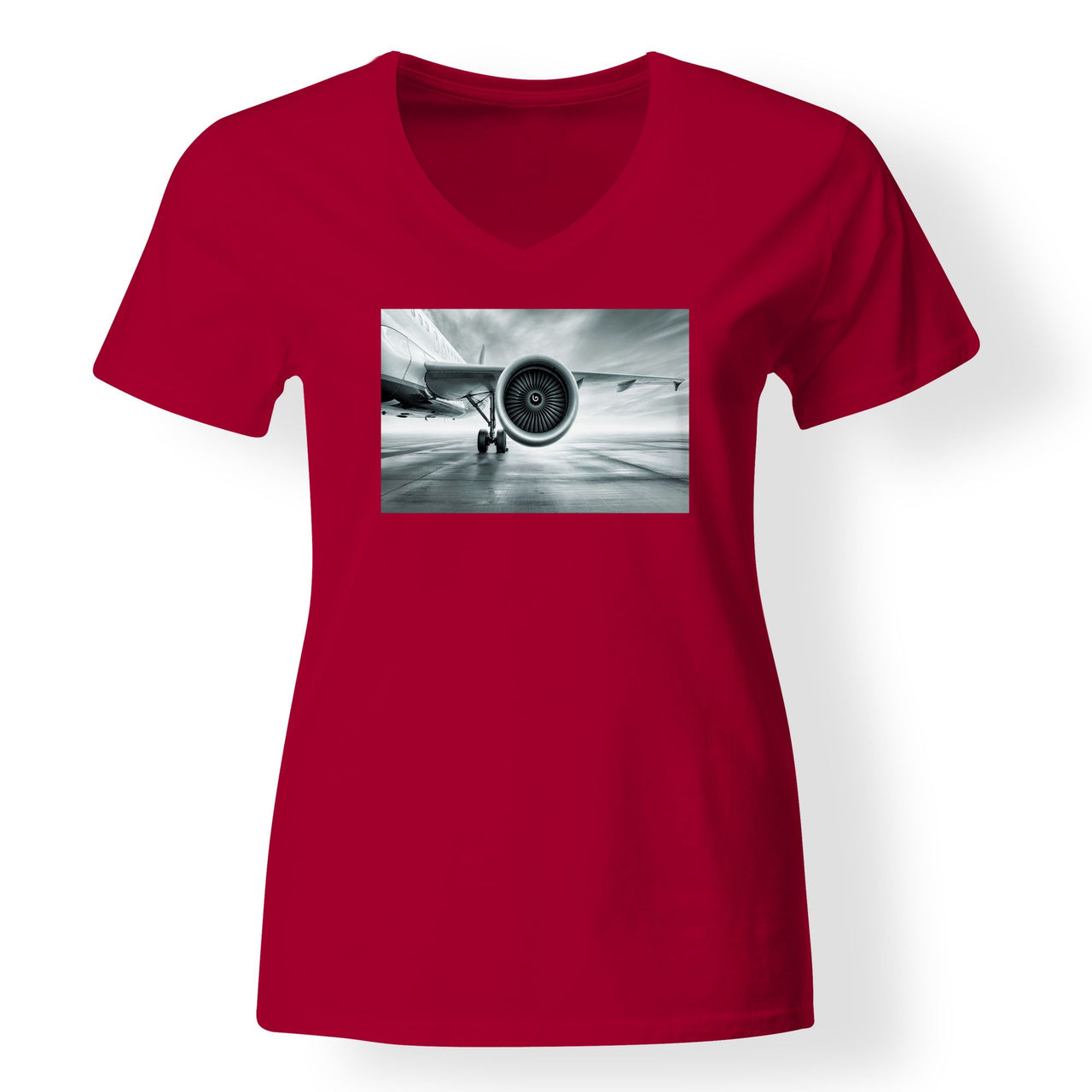 Super Cool Airliner Jet Engine Designed V-Neck T-Shirts