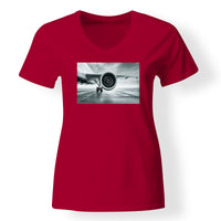Thumbnail for Super Cool Airliner Jet Engine Designed V-Neck T-Shirts