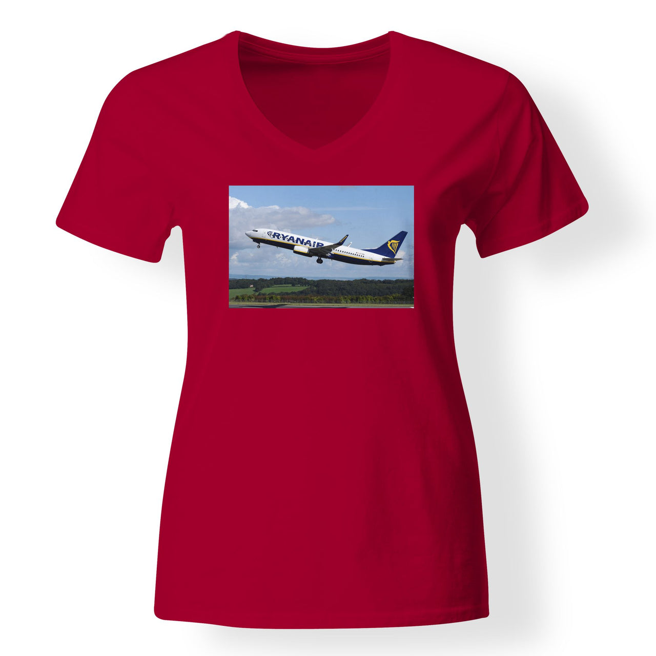 Departing Ryanair's Boeing 737 Designed V-Neck T-Shirts