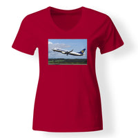 Thumbnail for Departing Ryanair's Boeing 737 Designed V-Neck T-Shirts